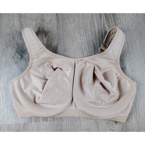 Glamorise Sport 38DD Sports Bra Beige Underwire High Impact Back Closure 9066